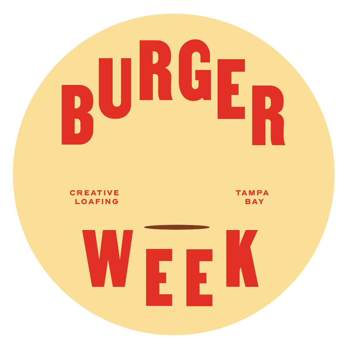 Tampa Bay Burger Week official 2026 badge - walking cheeseburger mascot